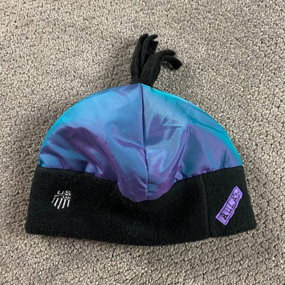Vintage Bula US Ski Team Fluorescent Beanie Hat Toque Fleece Lined Made USA